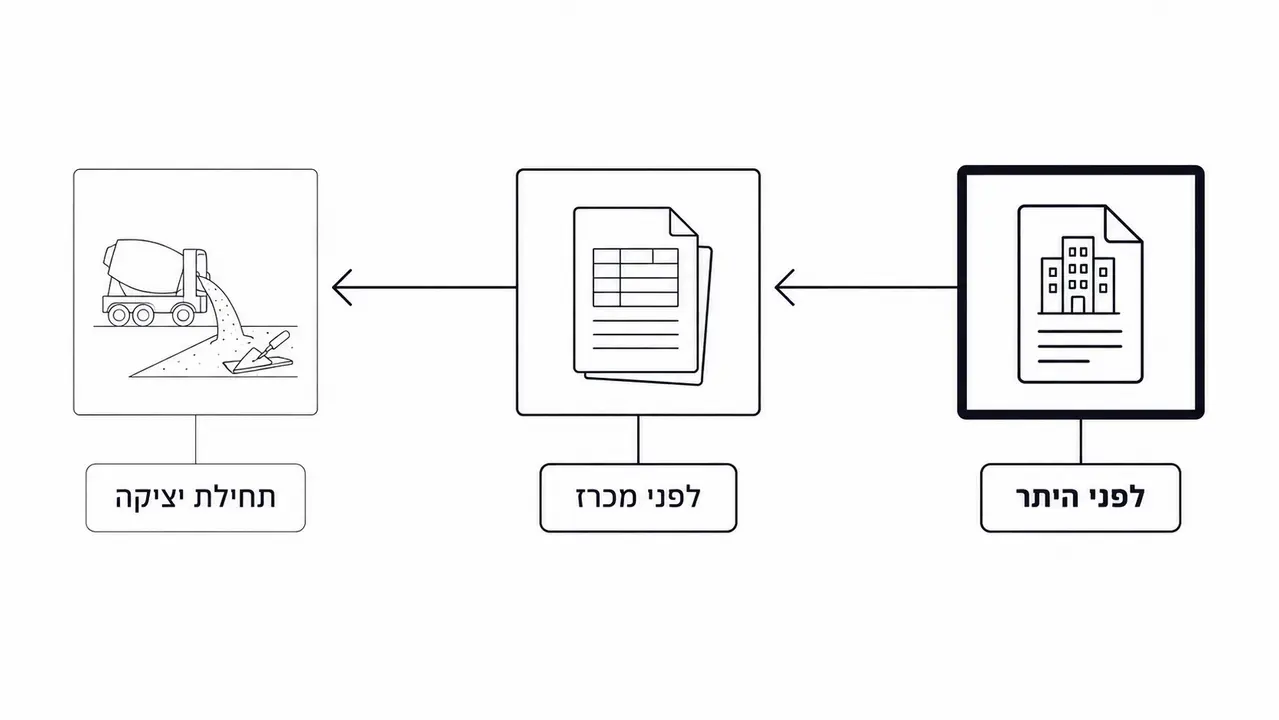 לפני היתר, לפני מכרז או ביום שהחלו לצקת